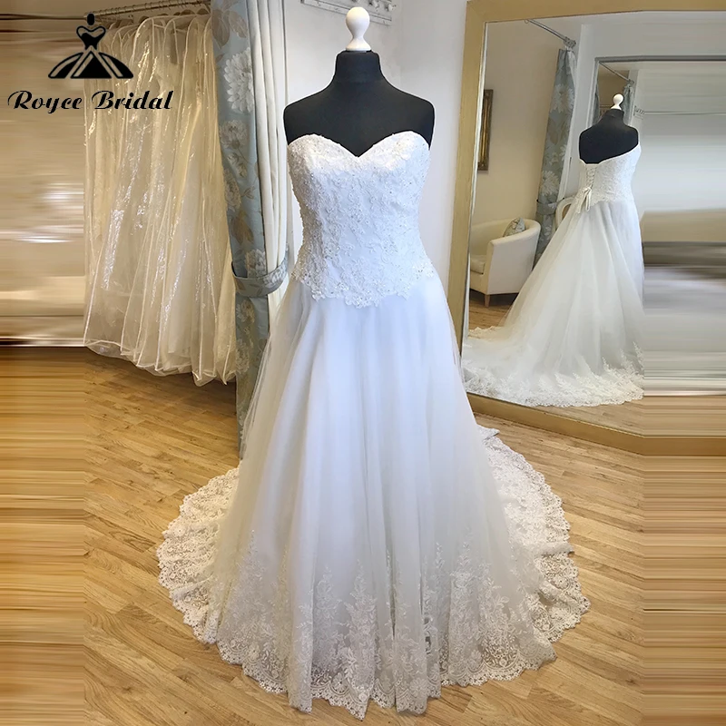 

Exquisite Boho A-Line Wedding Dress Custom Sexy Sweetheart Sleeveless Back Lace Up Lace Appliques Beading Tulle Bride Gown Sweep