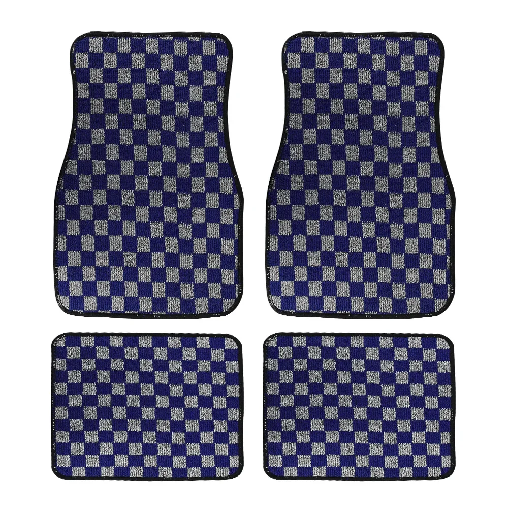 

4 шт. JDM Гоночный плюшевый напольный коврик, шашки, автомобильные передние и задние ковры, универсальный автомобильный напольный коврик, коврики, нескользящее украшение автомобиля