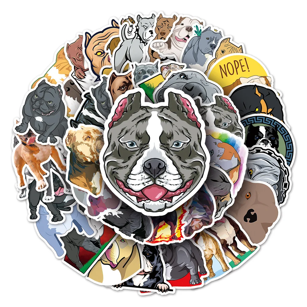 

50pcs Cute Bulldog Stickers For Laptop Suitcase Guitar Stationery DIY Vintage Dog Sticker Scrapbooking Material Craft Supplies