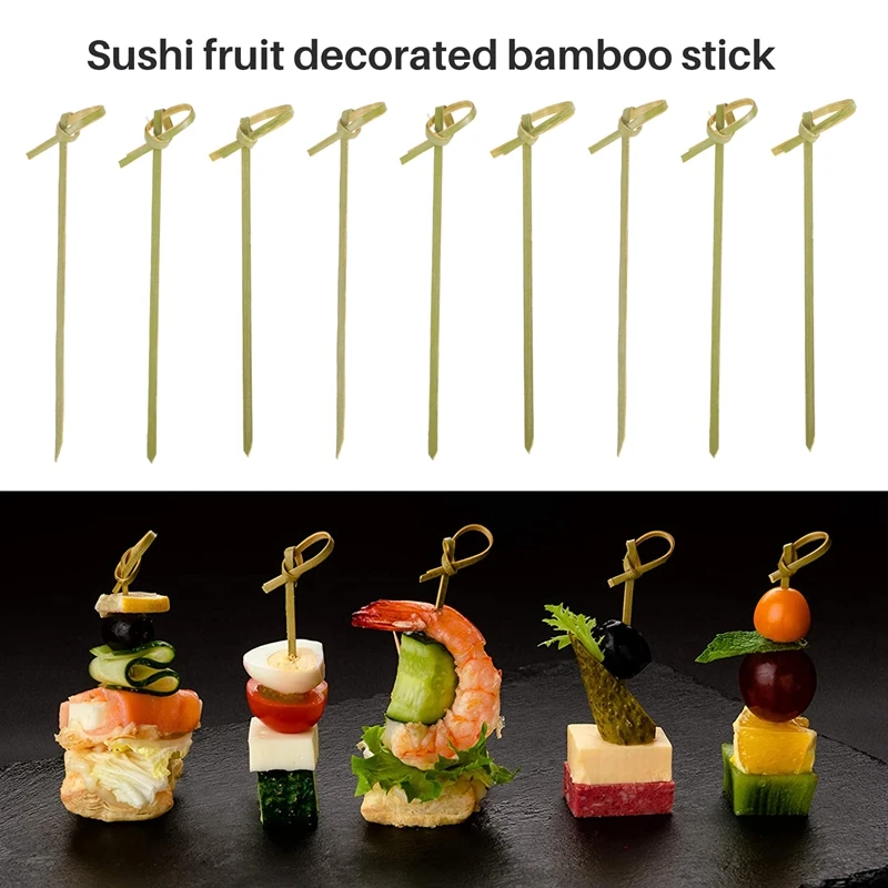 500 упаковок бамбуковых наборов для коктейлей зубочистки бамбуковые шампуры