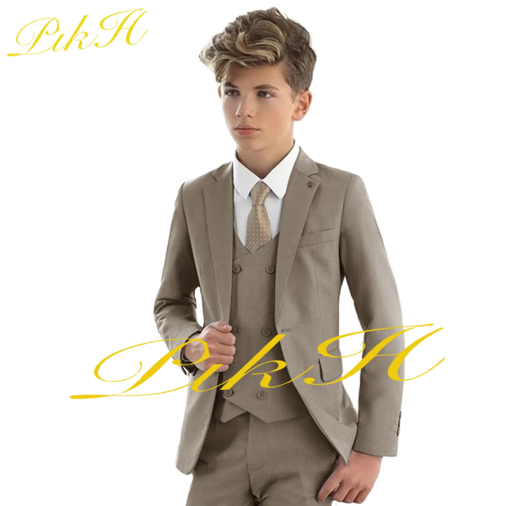 Boys Suit 3 Piece Formal Party Jacket Pants Vest Kids Wedding Blazer Set Custom Dress Clothes costume enfant garçon mariage