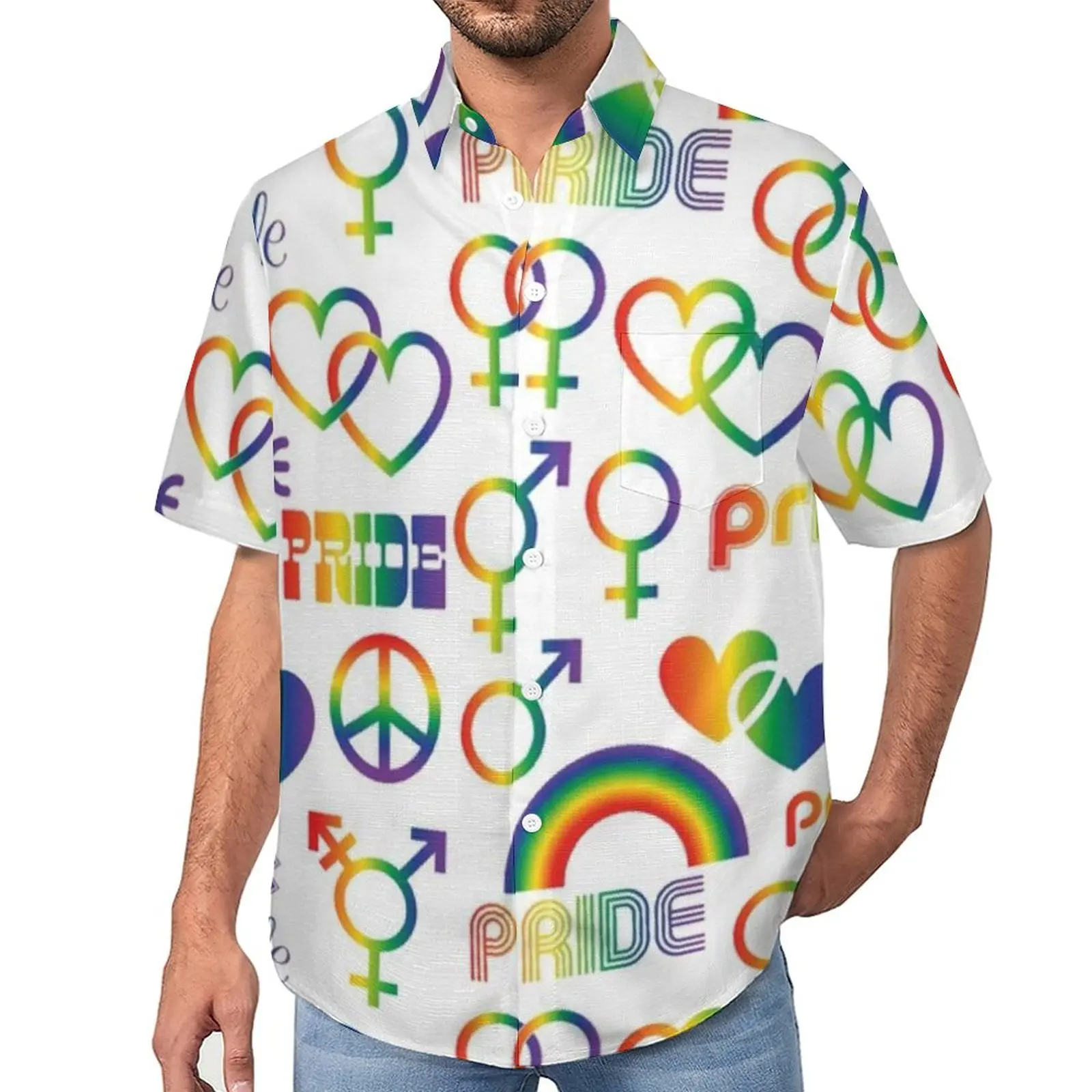 

Мужская свободная рубашка с коротким рукавом, с принтом ЛГБТ