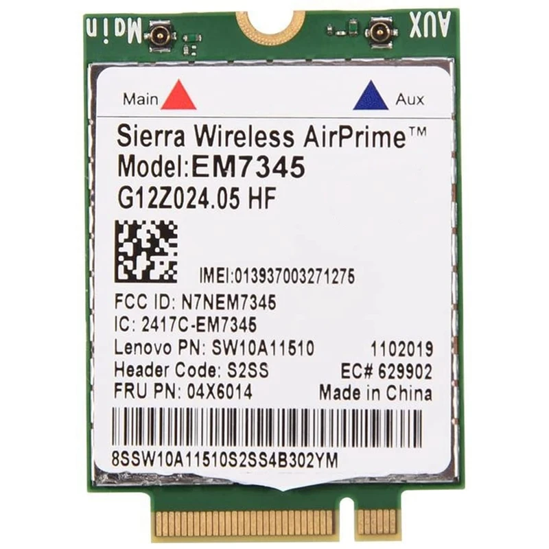 

AU42 -Network Card, EM7345 4G LTE WWAN Card Module For Thinkpad X250 X1C W550 T450 X240 T440 Support For LTE/HSPA+ /EMEA