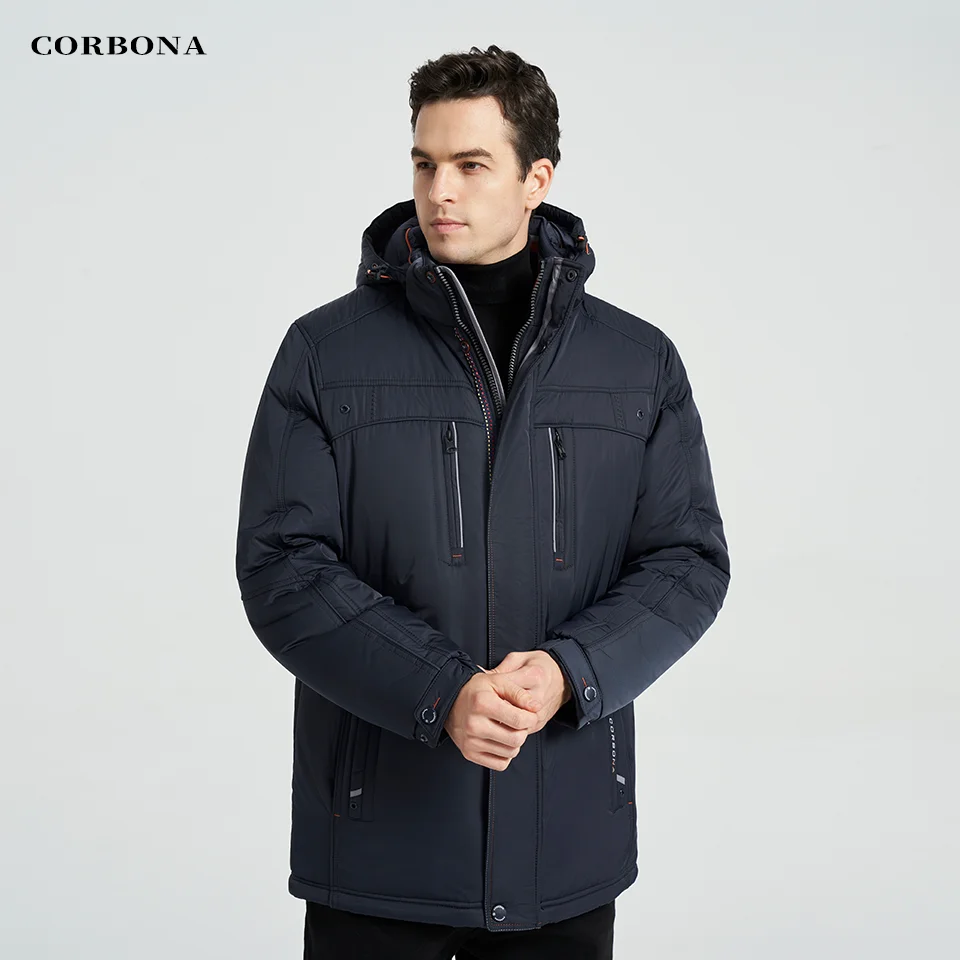 CORBONA2022 New Men Winter Coat Thick Long Jacket Cold Weatherproof Windbreaker Warm Parka Nice Dad Gift Husband GIving NavyBlue