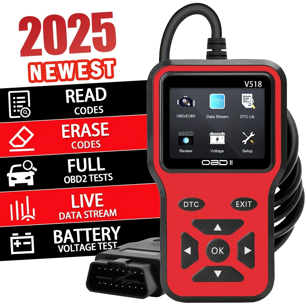 

Сканер Кодов OBD2 V518 — Инструмент Для Мгновенной Диагностики Автомобилей OBDII/CAN, Проверка Напряжения, Полный Анализ Системы