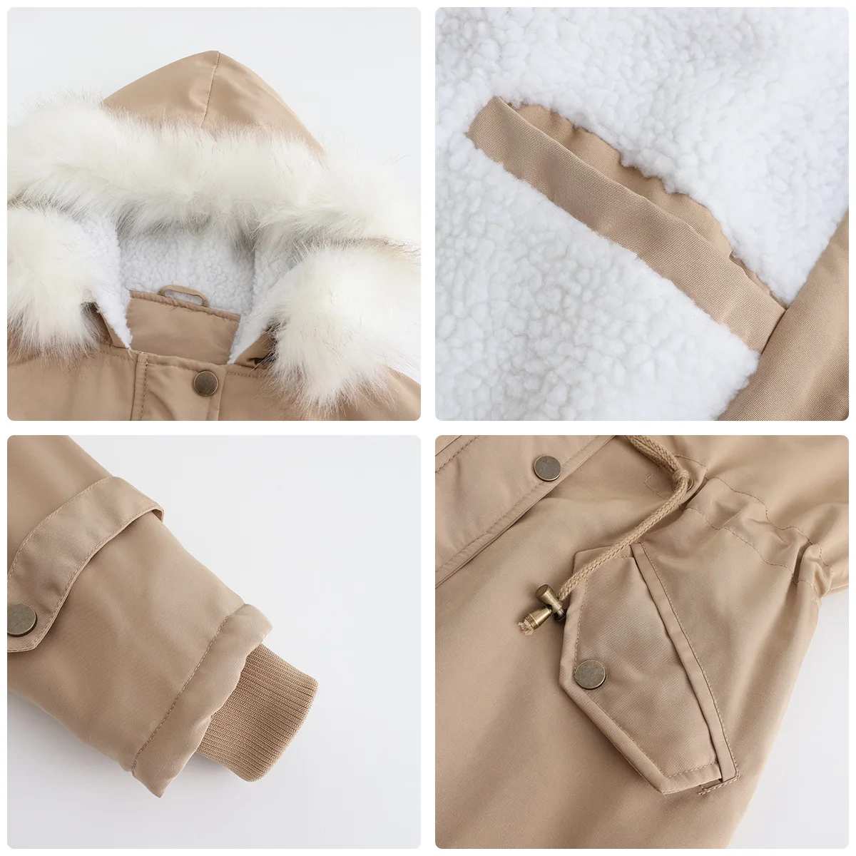 2023 Autumn and Winter Women's Detachable Fur Collar Pie Over Long-sleeved Hooded Cotton Coat Fluffy Coat Cotton Clothing Women