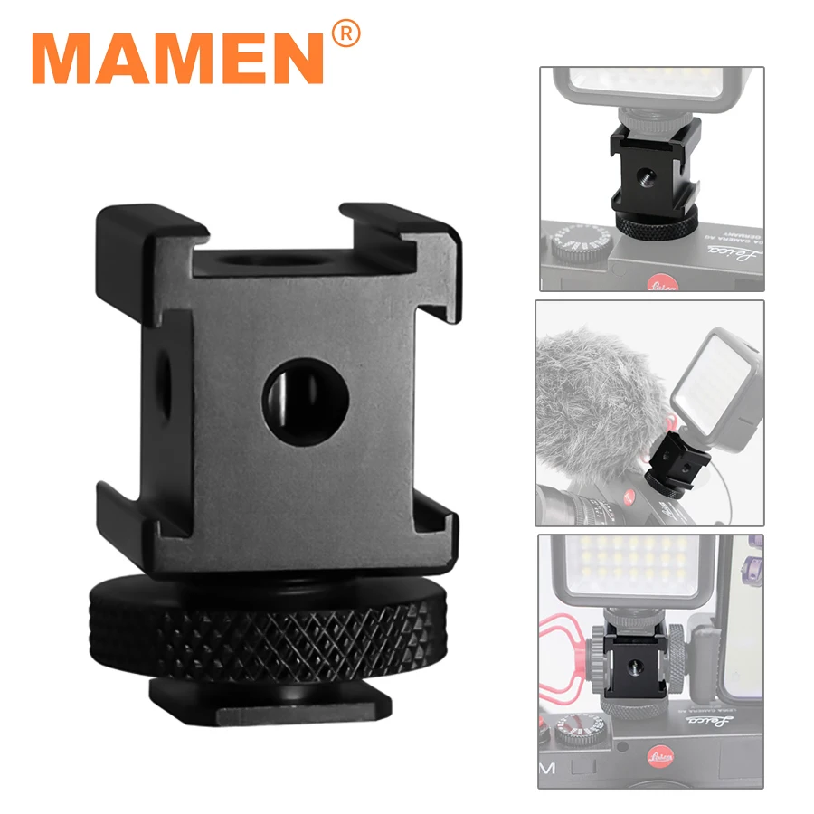 

MAMEN Aluminum alloy 3 Cold Shoe Quick Release Plate with 1/4 Screw Mount Adapter for SLR Camera Tripod Microphone Extender