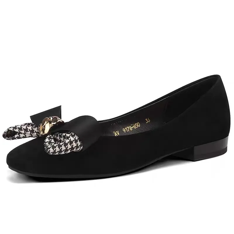 

Женские туфли на плоской подошве, с закрытым носком, с круглым носком, на низком каблуке, новинка весны-лета 2022, черные туфли с мягкой подошво...