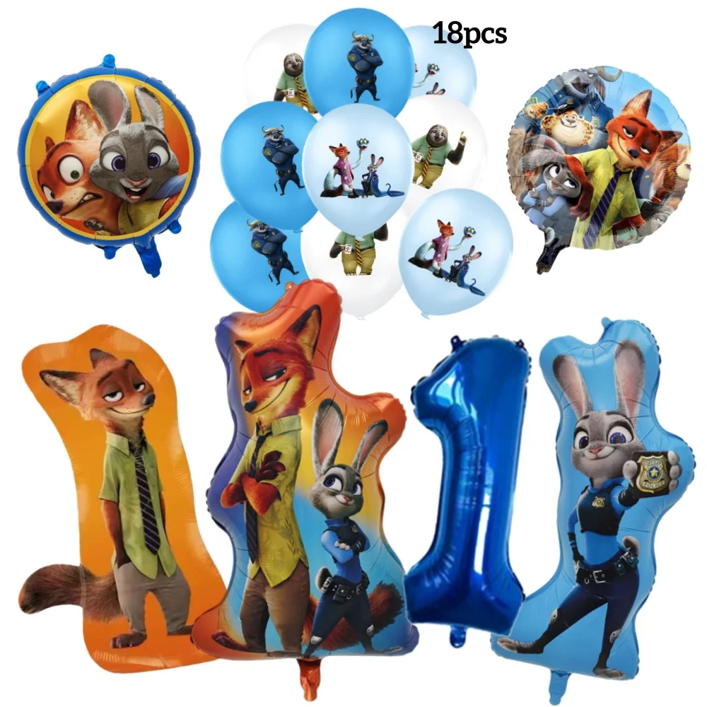 Фото 24 шт. Disney Zootopia 2 тематические воздушные шары аниме фильм ребенок Ник Джуди кролик украшение для дня рождения детский душ игрушка товары для вечеринок №5