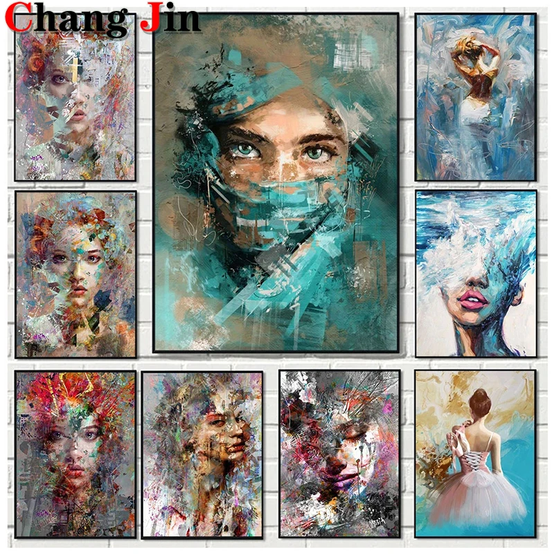 

5D «сделай сам», алмазная живопись, абстрактный стиль, африканская девушка, алмазная живопись, Женская портретная вышивка крестиком, мозаика, домашний декор