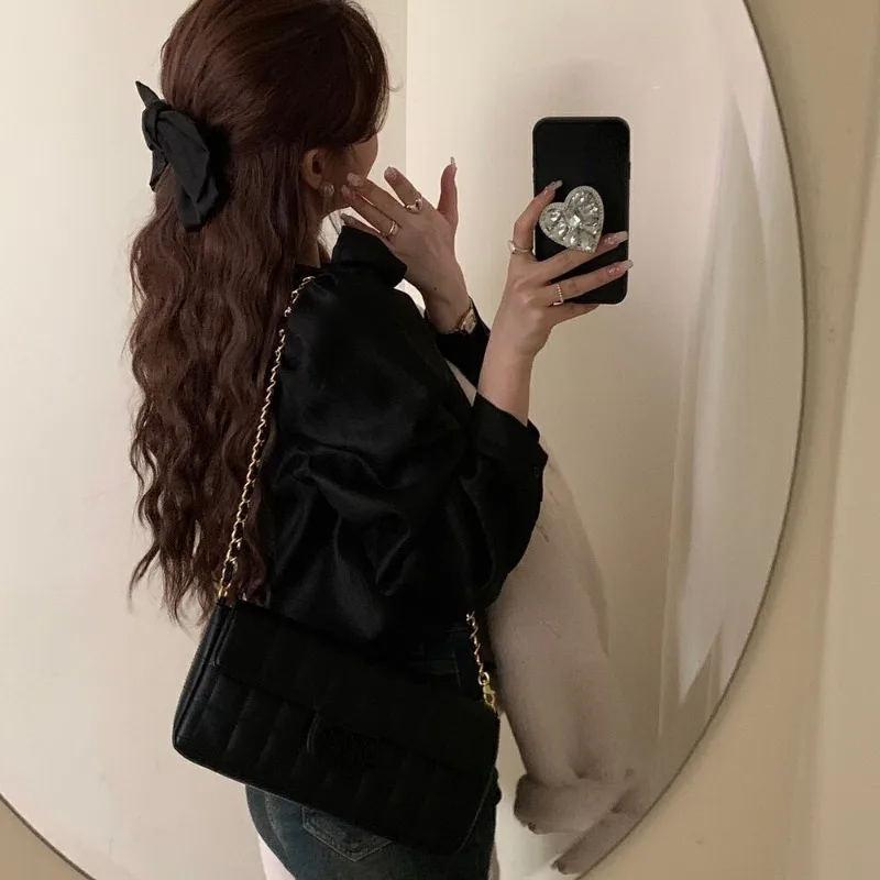 Винтажные женские рубашки Matakawa с бантом однотонные весенние и осенние офисные