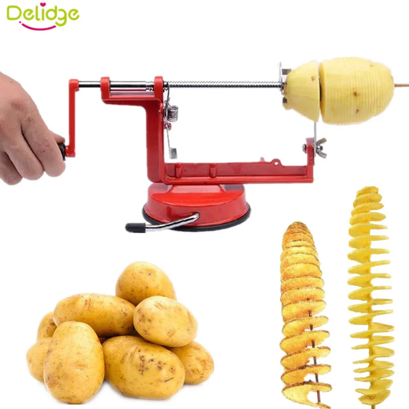 

Manual Rotate Potato Slicer Stainless Metal Sweet Potatoes Twisted Tornado Potato Slice Cutter DIY Kitchen Tools