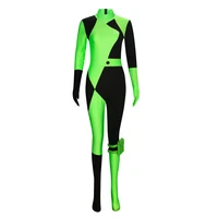shego costume bodysuit for women kim possible cosplay outfits zipper elastic spandex jumpsuit adult size