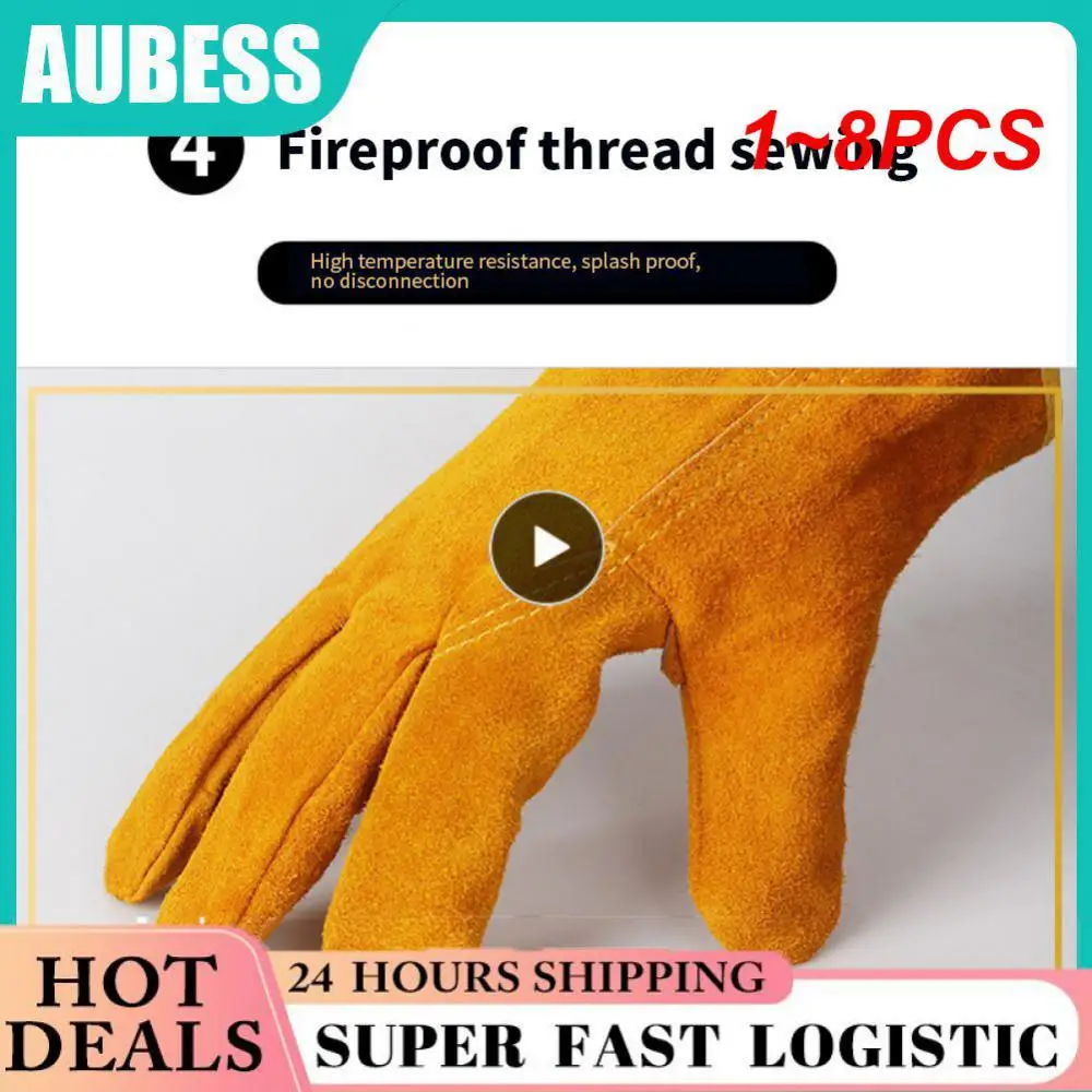 

1~8PCS Men Work Gloves Soft Cowhide Driver Hunting Driving Farm Garden Welding Security Protection Safety Workers Mechanic Glove