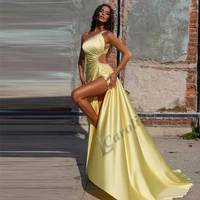 caroline yellow one shoulderevening dress 2022 high side slit sparkly beaded robes de soir%c3%a9e prom gowns party custom made