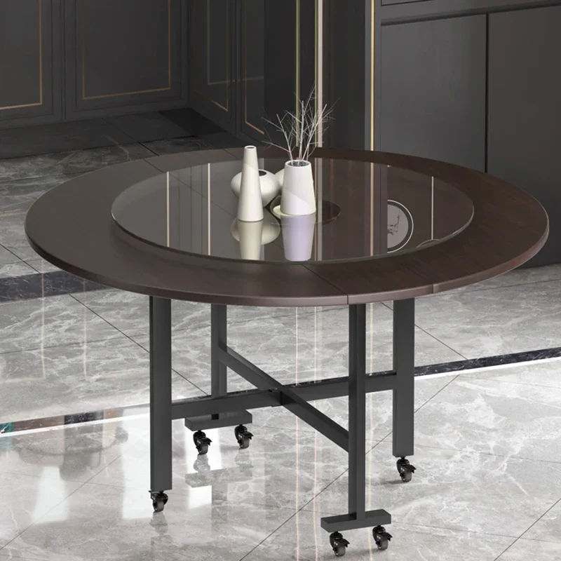 Круглый керамический обеденный стол выдвижной раздвижной среднего века