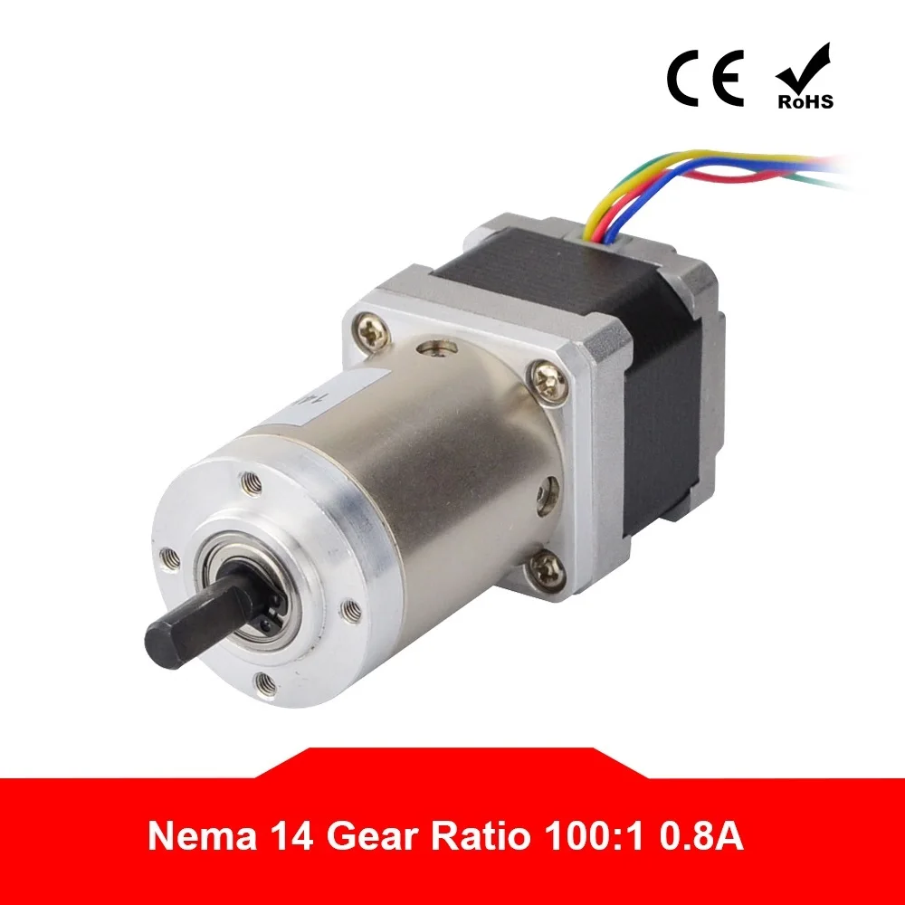 

Шаговый двигатель Nema 14, 100:1, планетарный редуктор Nema14, шаговый двигатель с редуктором 0,8 А, L = 33 мм для роботизированного станка с ЧПУ