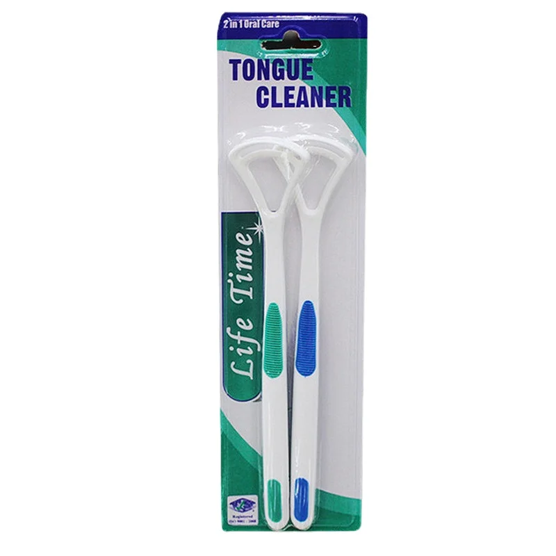 

Fashion New 2Pcs Tongue Cleaner Bad Breath New Hot Away Hand Scraper Brush Silica Handle Oral Hygiene Dental Care Cleaning