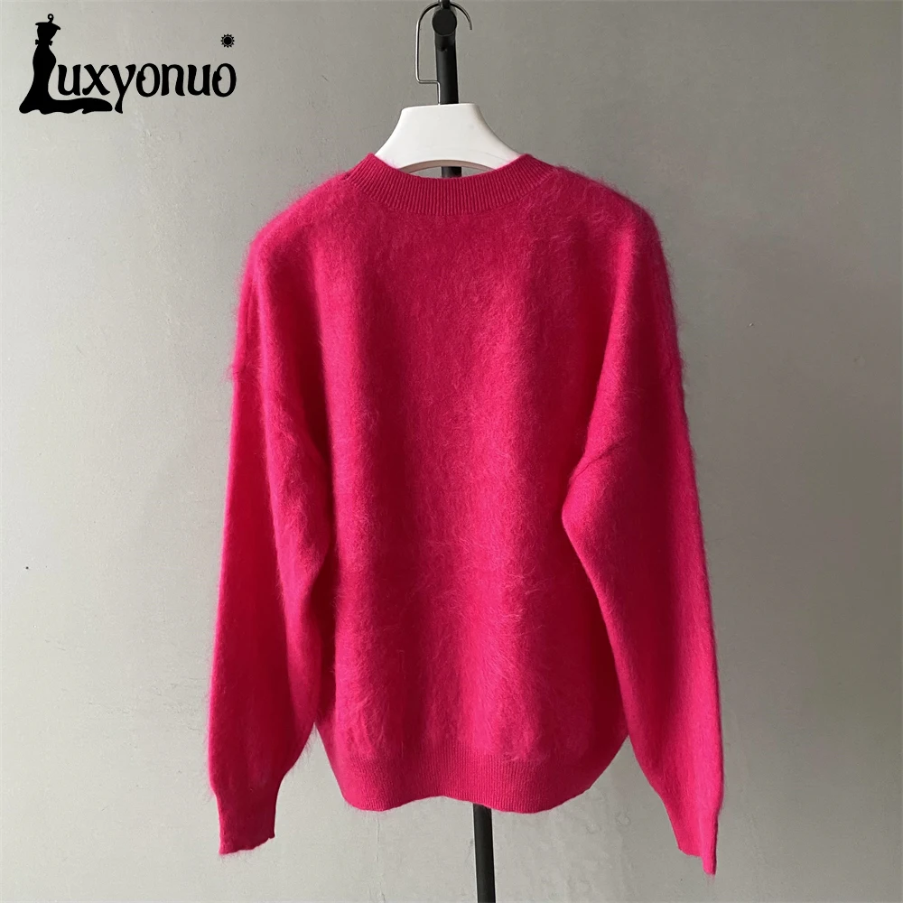 Роскошный женский кашемировый свитер Luxyonuo Дамский модный пушистый пуловер с