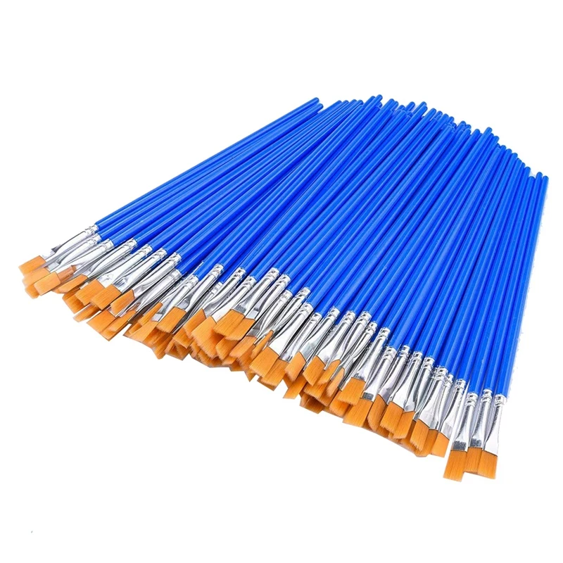 

SEWS-200 Pcs Flat Paint Brushes - Plastic Barrel Nylon Bristle Flat Tip Brush Small Brush For Detail Painting