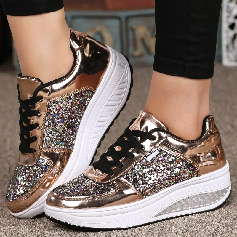 

Women's Vulcanized Shoes Casual Ladies Sequins Shake Shoes Fashion Walking Girls Sport Womens Soft Shoes Sports