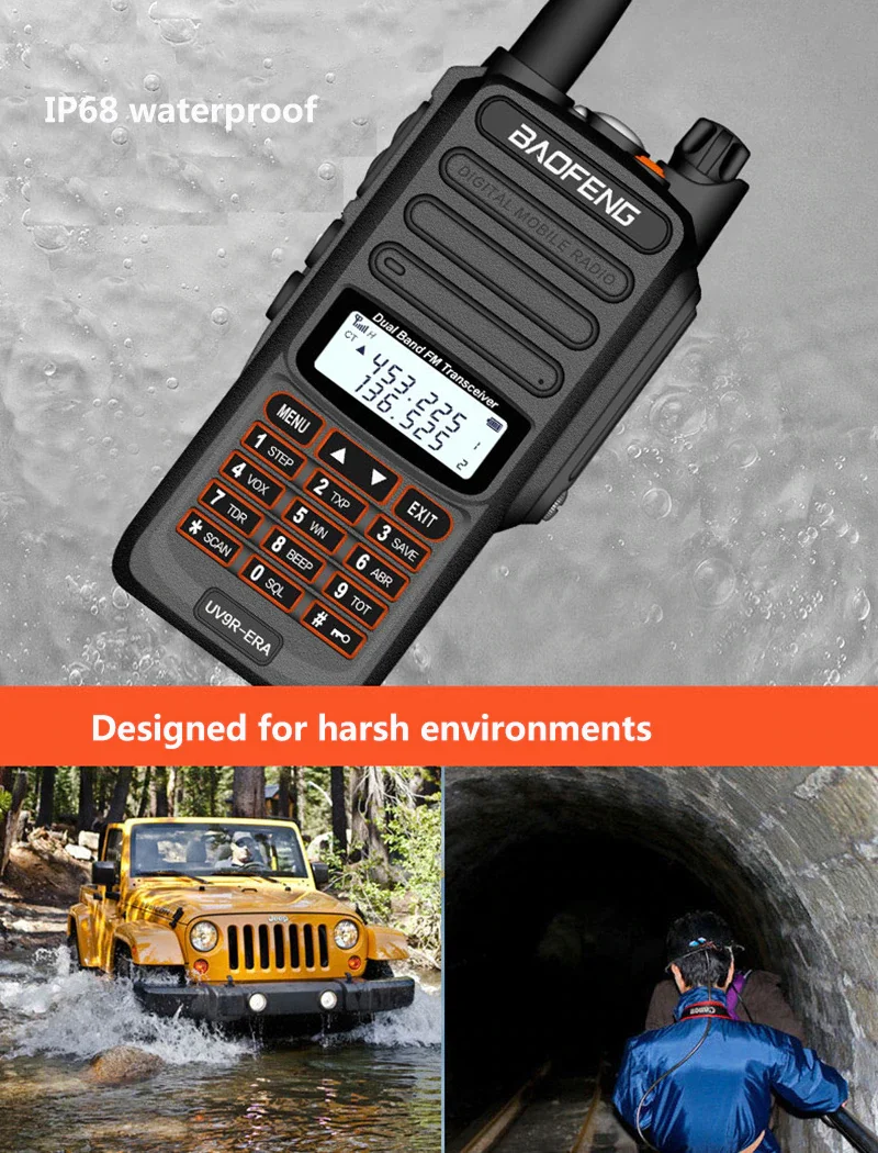 NEW 2021 baofeng uv-9r ERA plus IP68 waterproof walkie talkie long range 30km car cb ham radio hf transceiver UHF radio station