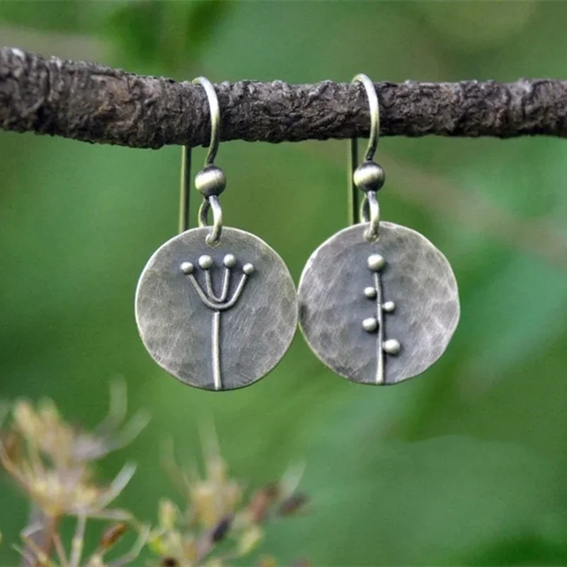 

Винтажные круглые металлические резная серьги-ветки в стиле бохо, женские серьги-подвески с крючком