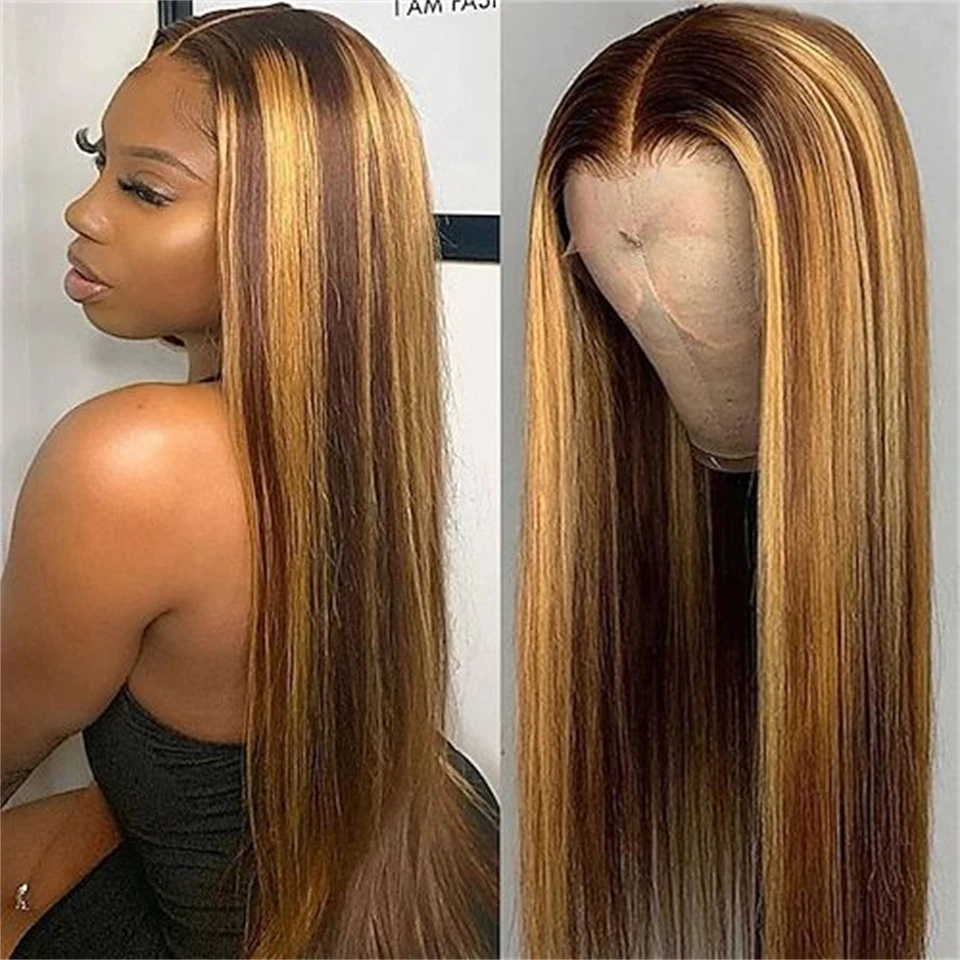 Выделите прямые 13X4 парики фронта шнурка парик из натуральных волос прозрачное