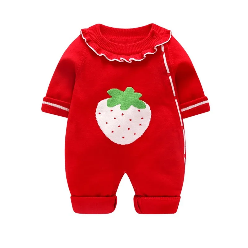 Детский трикотажный комбинезон для девочек Осенний удобный с круглым вырезом