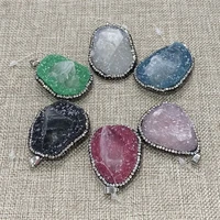 irregular shape pendant natural stone resin crystal rhinestones fashion pendant necklace jewelry crafts wholesale accessories