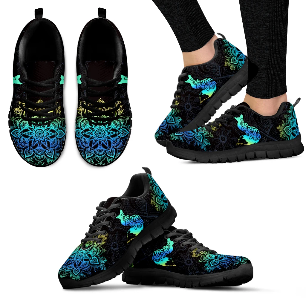 

INSTANTARTS Blue Gradient Mandala Shoes Stylish Dolphin Cat Print Casual Shoes Bohemian Outdoor Shoes Animal Shoes Zapatos
