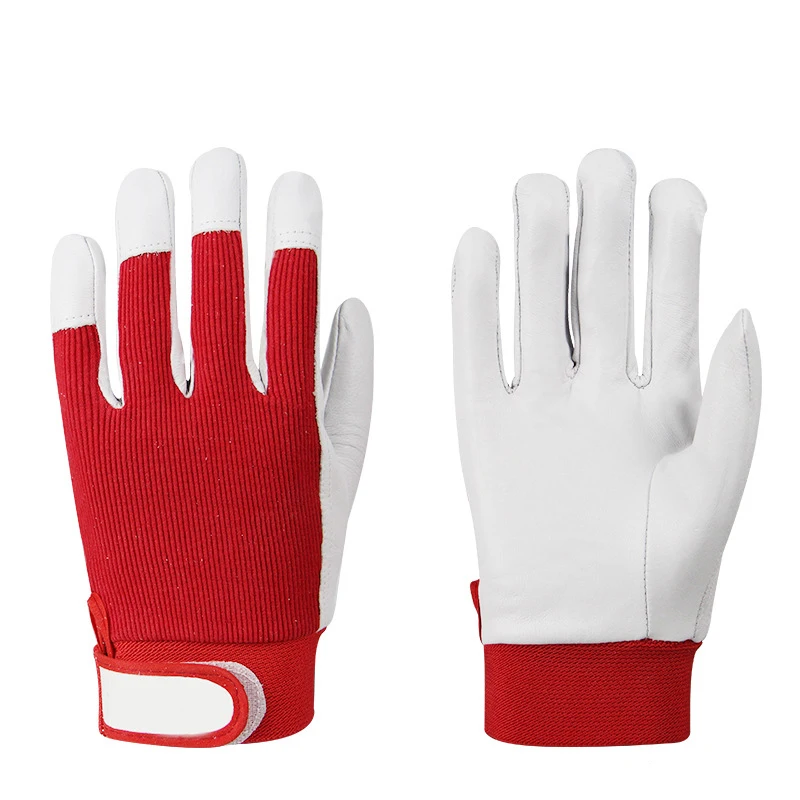 Рабочие перчатки ZJMZYM TIG Welding Gloves из козьей кожи синие/красные