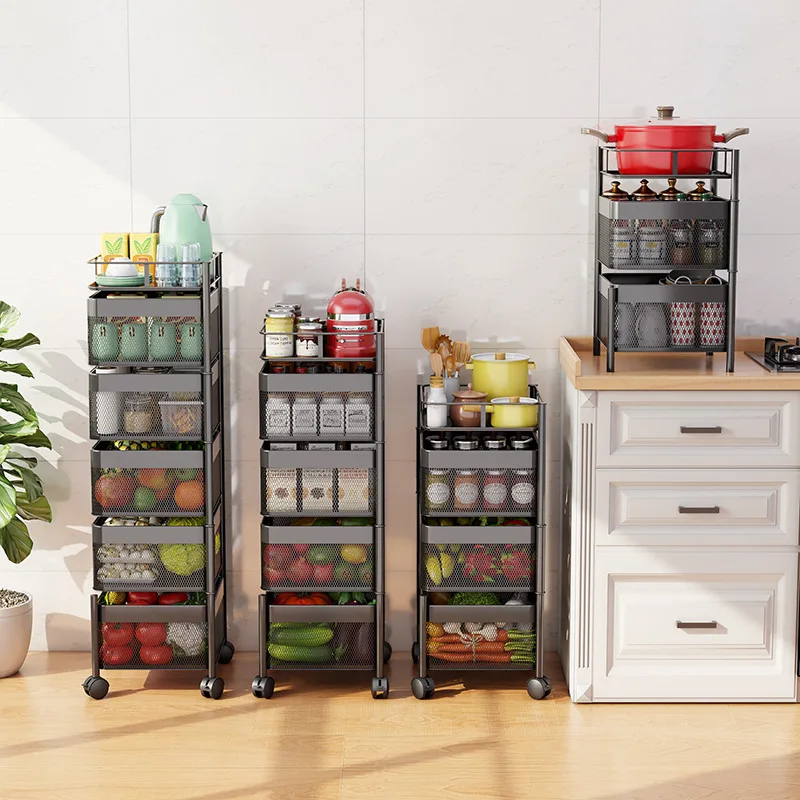 

Free Shipping Kitchen Shelf Rotating Debris Floor 2/3/4/5 Layers Rack Seasoning Bottle Vegetable Basket Storage Rack Fruit Rack