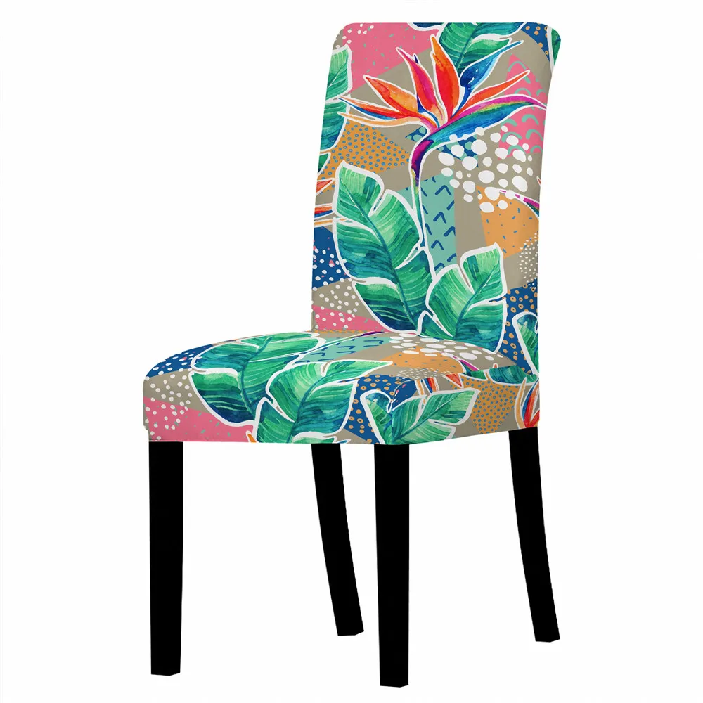

Rustic Floral Print Stretch Chair Cover High Back Dustproof Home Dining Room Decor Chairs Living Room Lounge Chair Office Chair