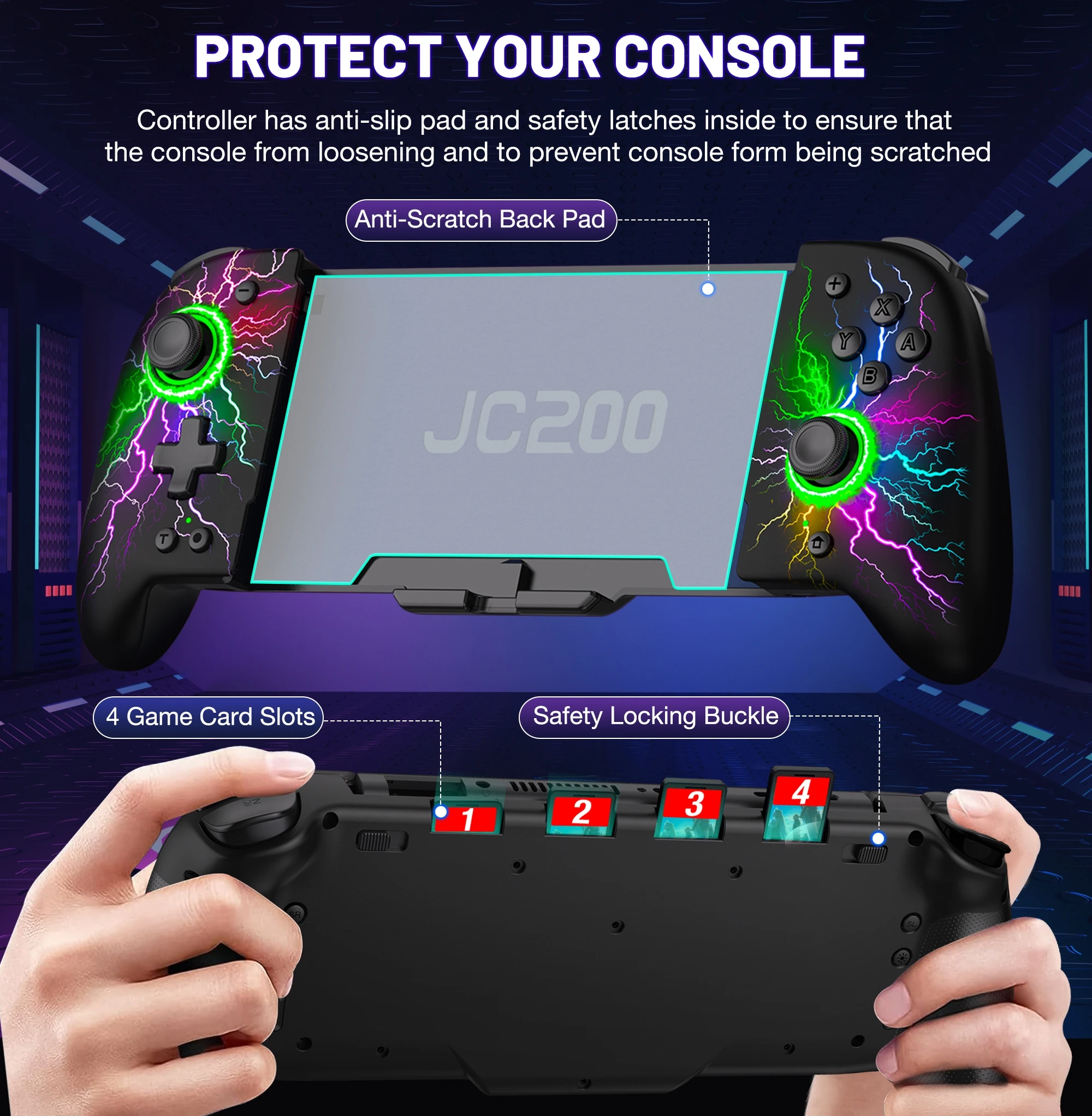 Контроллер BEBONCOOL JC202 RGB для Nintendo Switch / oled1000 мА · ч 6-осевой геймпад с картой