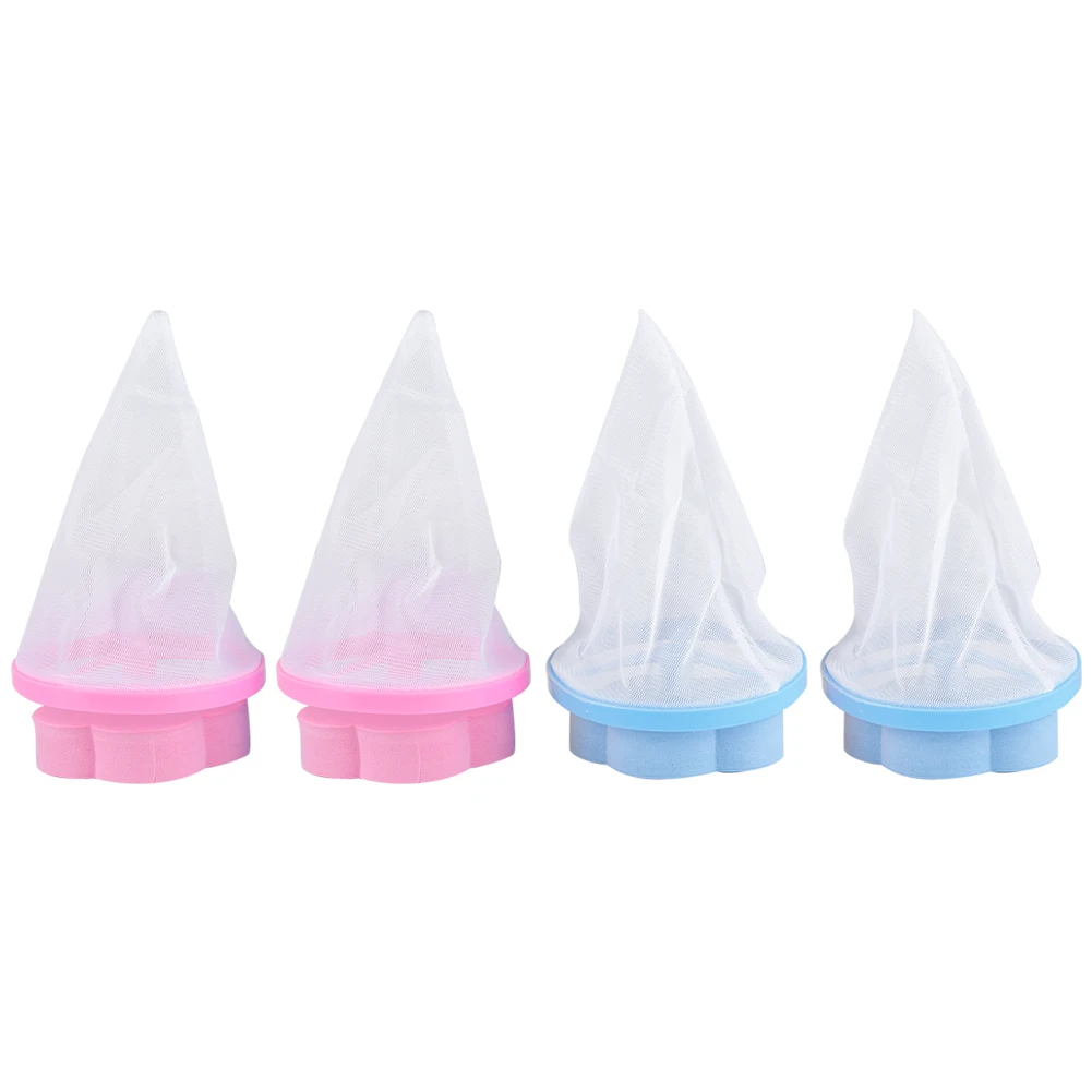 

4Pcs Floating Laundry Lint Pet Hair Remover Filter Mesh Bag for Washing Machine Blue and Pink