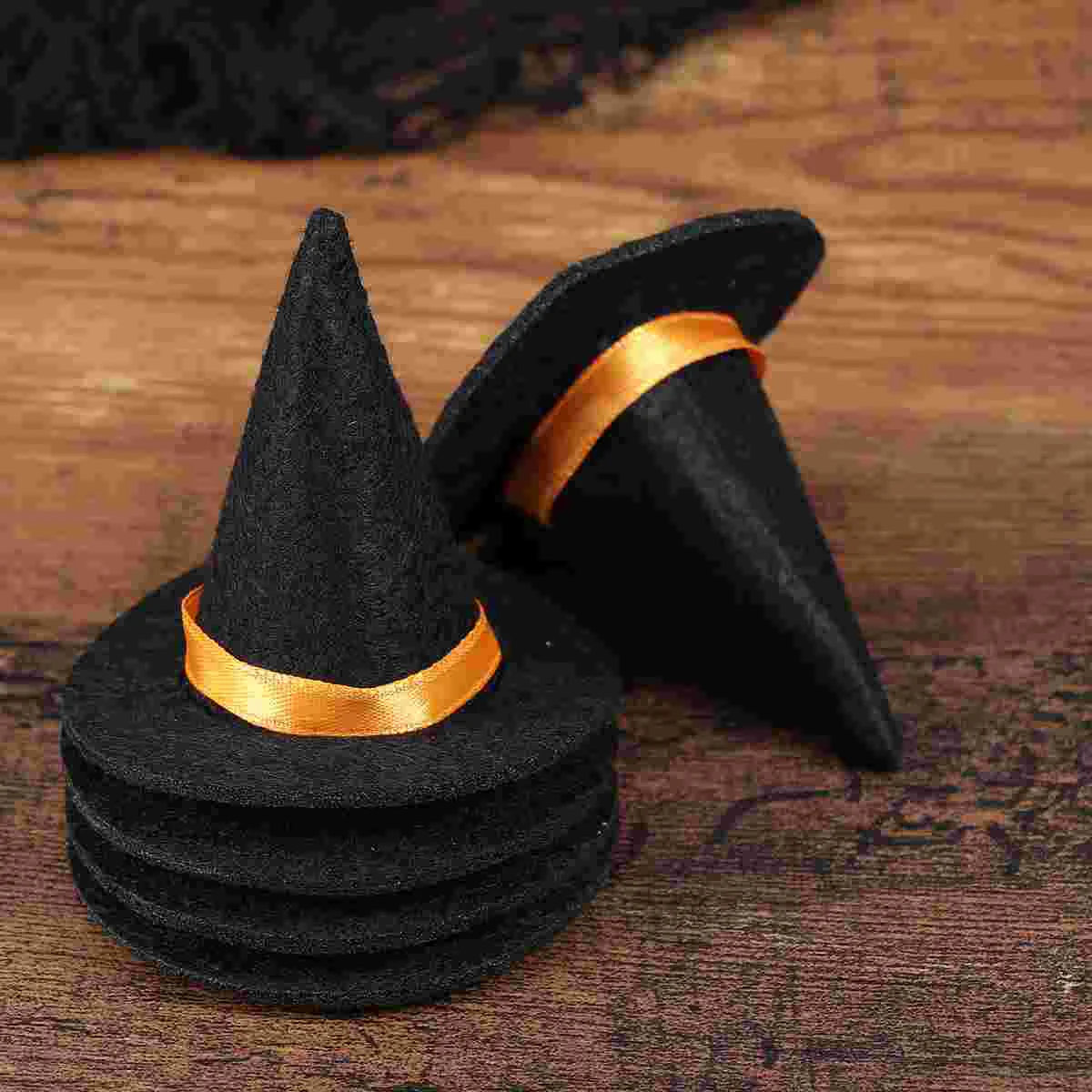

6pcs Mini Felt Witch Hats Bottle Decor for DIY Hair Accessories Crafts (Black)