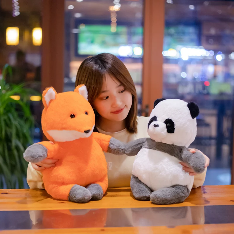 

40cm Cute Panda Fox Plush Toy Stuffed Animal Soft Plushie Kawaii Fluffy Panda Pillow Toys for Kids Baby Girls Birthday Gift Deco