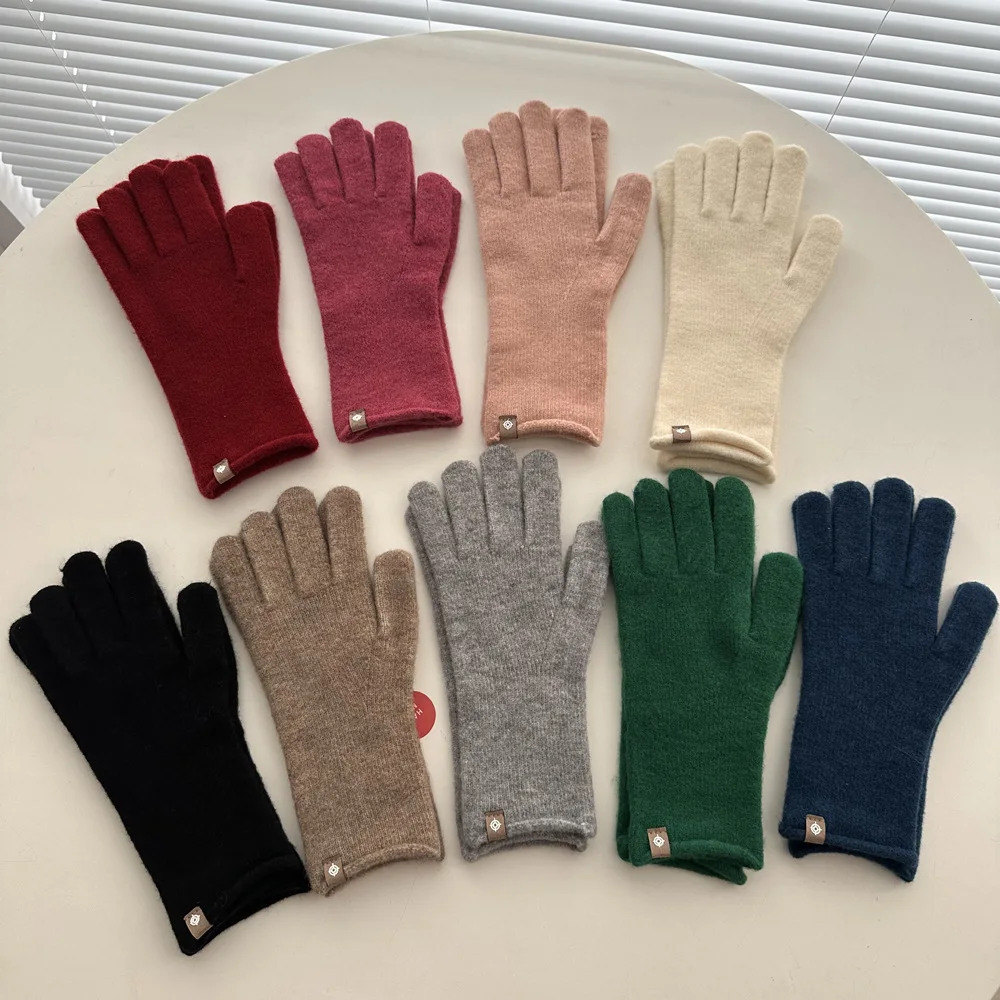 

New Chic Korean Style Knitted Wool Gloves Women Winter Warm Cozy Fashion 2023
