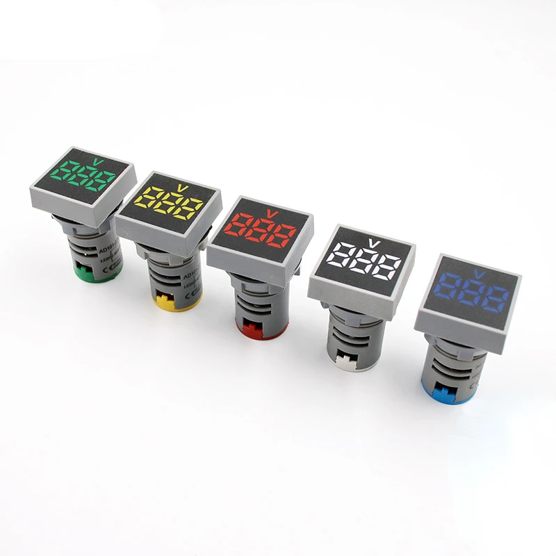 

JMT1pc Mini New 22MM AC 60-500V Voltmeter Square Panel LED Digital Voltage Meter Indicator Light Tester Red Blue Yellow Green Wh