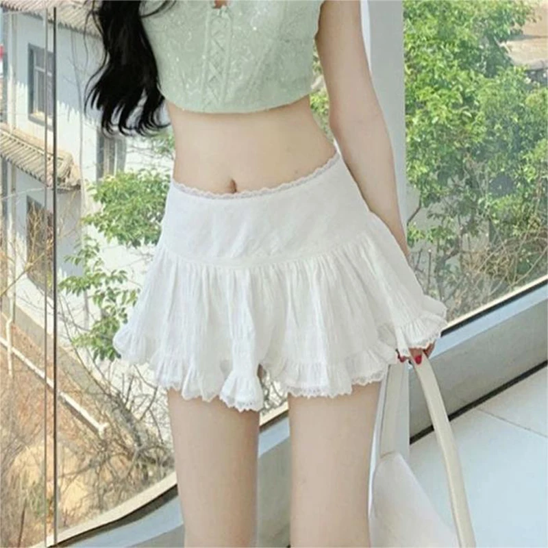 Женская белая кружевная юбка с высокой посадкой Lamuusa y2k
