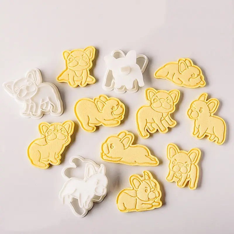 

French Bulldog Cookie Cutters Mold DIY Biscuits Mould for Kids Children Cute Bakeware Plastic Baking Accessories Mould