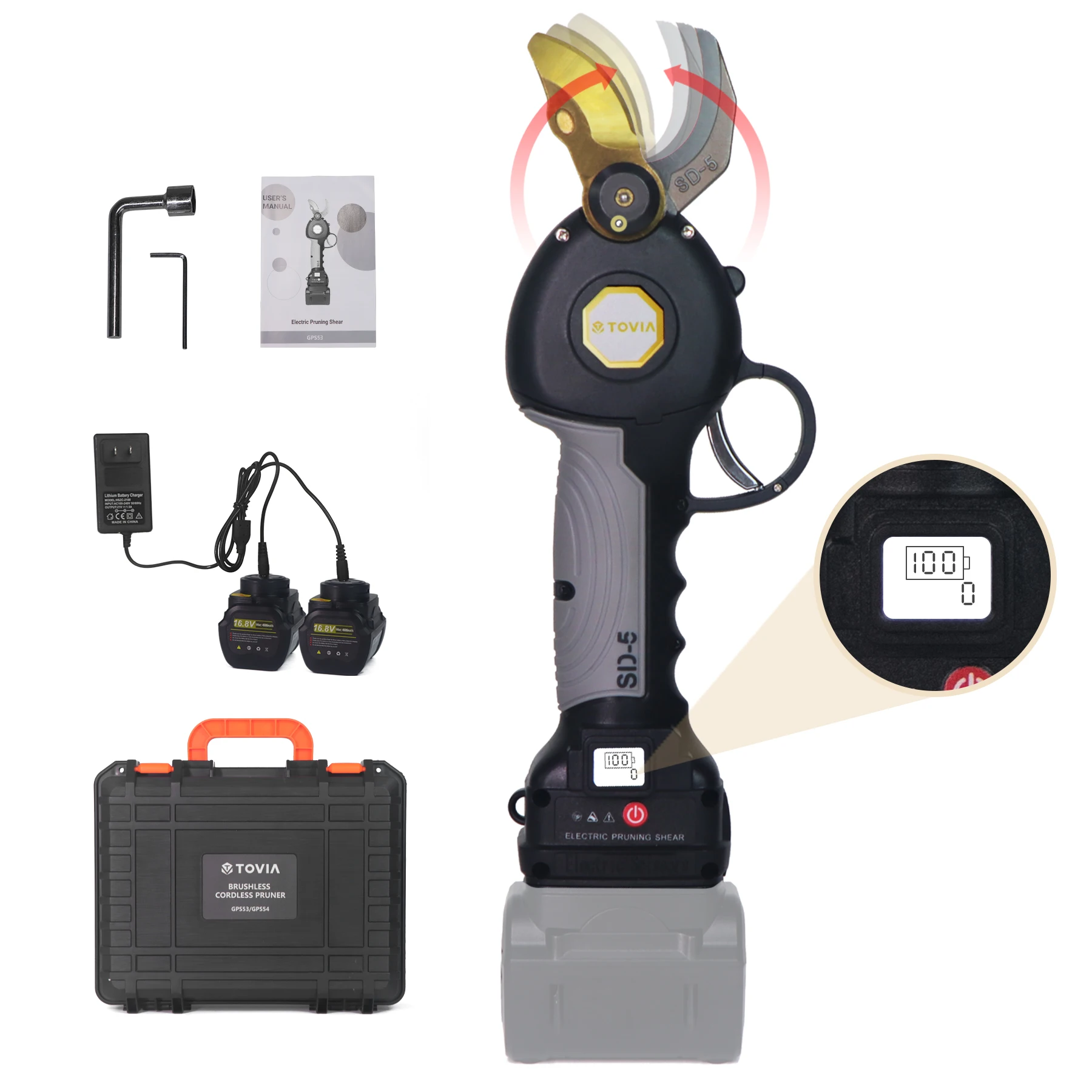 Электрические ножницы для обрезки, 16,8 в, 2 аккумулятора