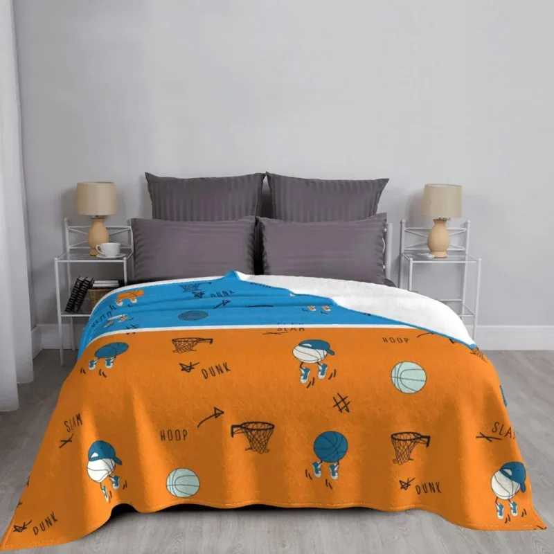 

Basketball Coral Fleece Plush Printed Child Gift Portable Lightweight Thin Throw Blanket For Sofa Office Bedding Throws