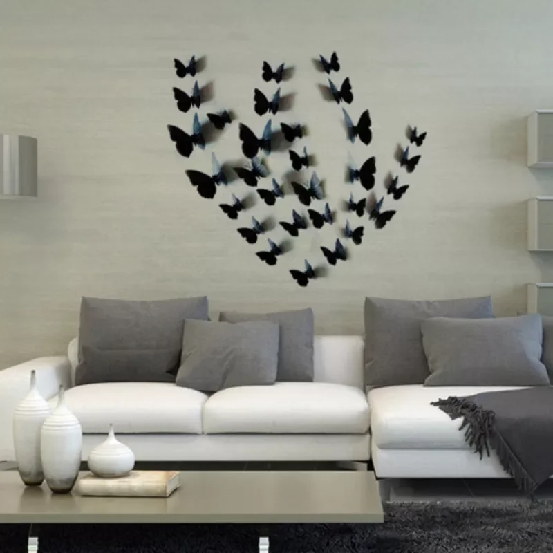 

Decorative Butterflies Wall Stickers Home Decor Living Room PVC Black Butterflies On The Wall Room Decoration Cute Stickers