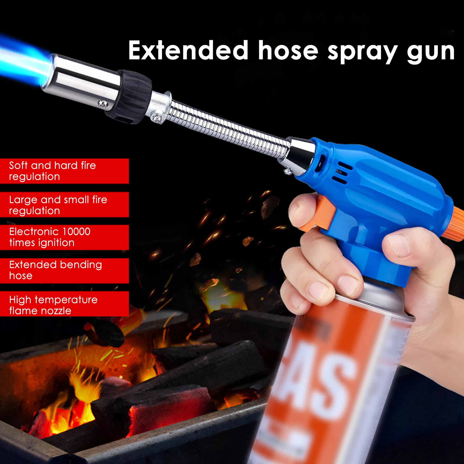 

Metal Flame Gas Torch Lighter Portable Tool Gas Burner Flame Torch Flamethrower With Adjustable Hose Gas Welding Equipment