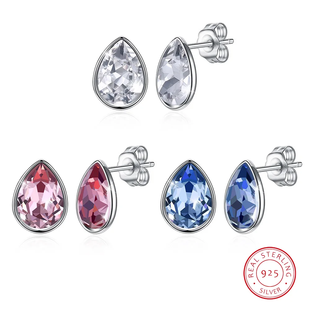 

Sterling Silver 925 Fashion Jewelry Water Drop Stud Earrings for Women Birthday Valentine's Day Anniversary Fine Gift Jewelry