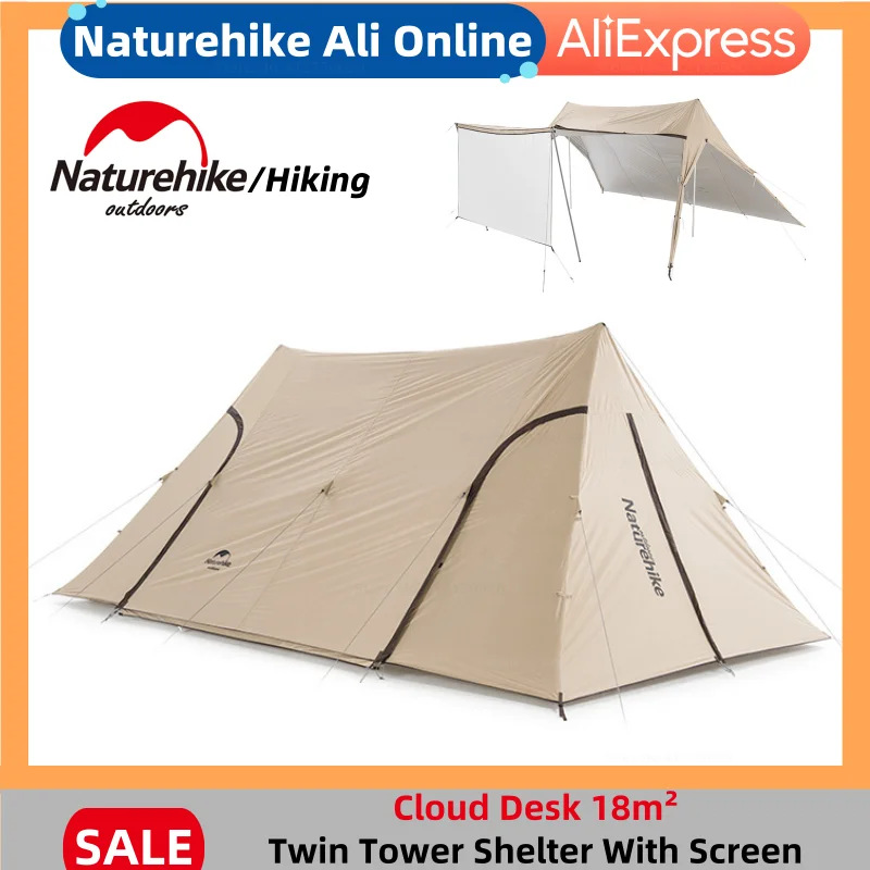 

Палатка Naturehike Cloud Desk 150D из ткани Оксфорд, тент для кемпинга на открытом воздухе, защита от солнца, Большая вместительная двойная башня, навес с экраном