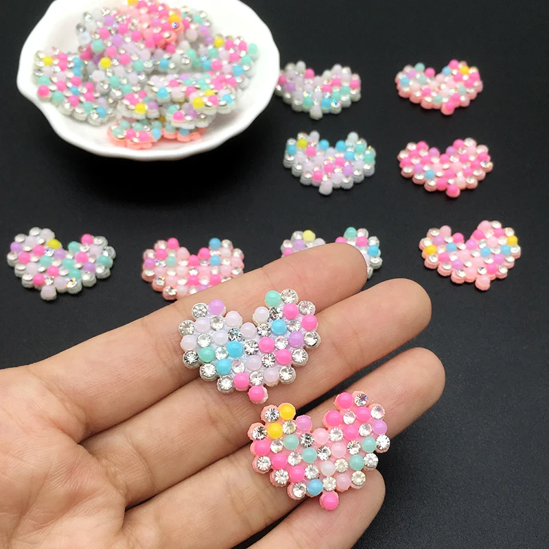 

50 шт. в форме сердца, расшитые бисером цветные патчи, стразы, аппликация из бисера, патчи для одежды, сделай сам, заколка для волос, украшения, ...