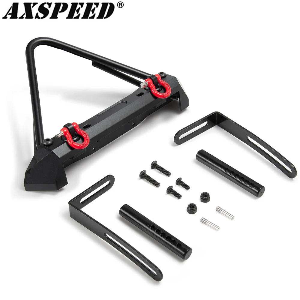 

AXSPEED Metal Front Bumper with Tow Hook for 1/10 RC Crawler Car Axial SCX10 D90 Upgrade Accessories